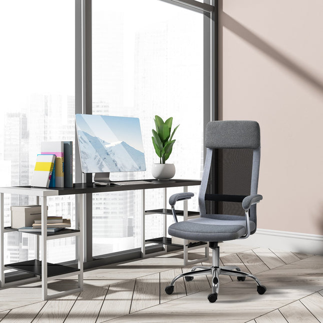 Ergonomická kancelářská židle, nastavitelná, s opěrkou hlavy, světle šedá