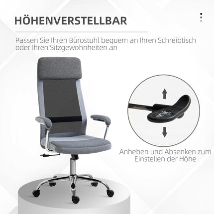 Ergonomická kancelářská židle, nastavitelná, s opěrkou hlavy, světle šedá