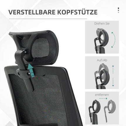 Ergonomická kancelářská židle s nastavitelnou opěrkou hlavy a područkami