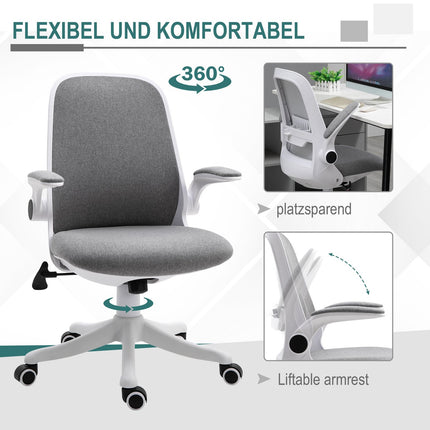 Ergonomická kancelářská židle s nastavitelnými područkami, šedo-bílá