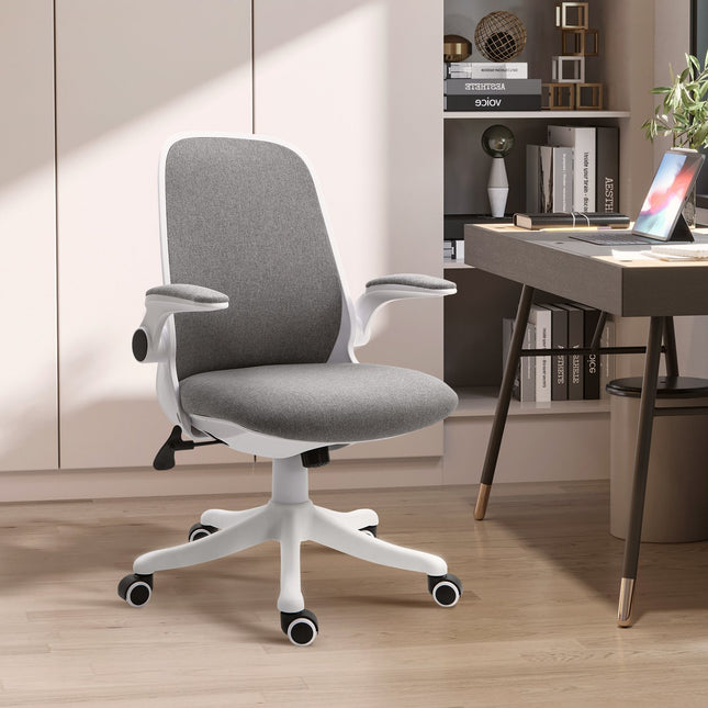 Ergonomická kancelářská židle s nastavitelnými područkami, šedo-bílá