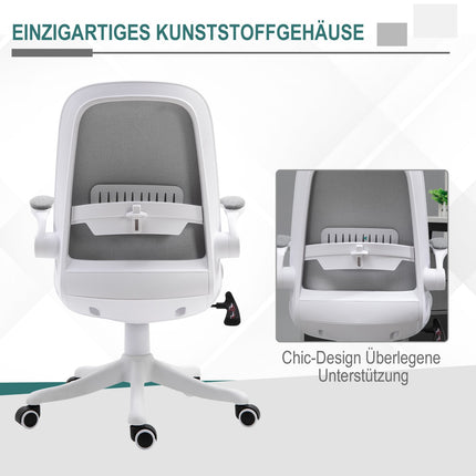Ergonomická kancelářská židle s nastavitelnými područkami, šedo-bílá