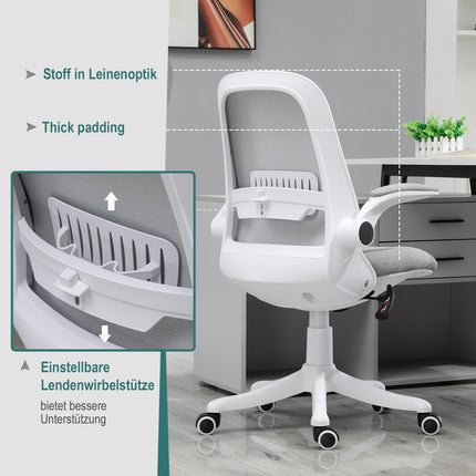 Ergonomická kancelářská židle s nastavitelnými područkami, šedo-bílá