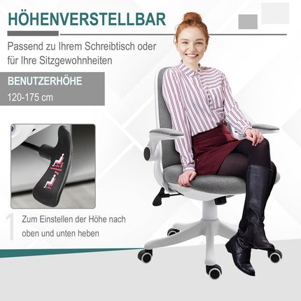 Ergonomická kancelářská židle s nastavitelnými područkami, šedo-bílá