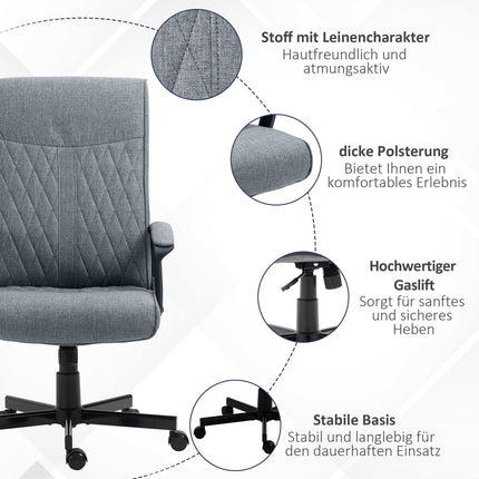 Ergonomická kancelářská židle, nastavitelná otočná, tmavě šedá