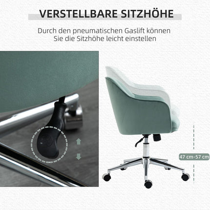 Ergonomická kancelářská židle, výškově nastavitelná, samet, zelená