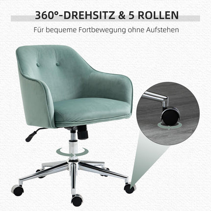 Ergonomická kancelářská židle, výškově nastavitelná, samet, zelená