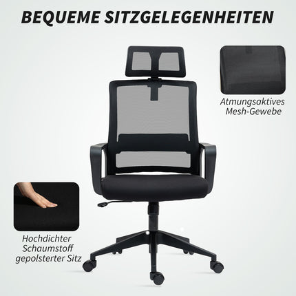 Ergonomická kancelářská židle s područkami a nastavitelnou opěrkou hlavy