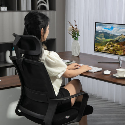 Ergonomická kancelářská židle s područkami a nastavitelnou opěrkou hlavy
