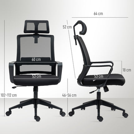 Ergonomická kancelářská židle s područkami a nastavitelnou opěrkou hlavy