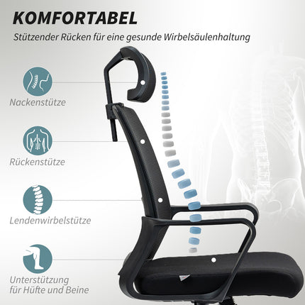 Ergonomická kancelářská židle s područkami a nastavitelnou opěrkou hlavy