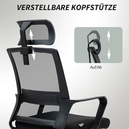 Ergonomická kancelářská židle s područkami a nastavitelnou opěrkou hlavy
