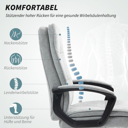 Ergonomická kancelářská židle, nastavitelná s područkami, šedý len