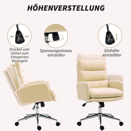 Ergonomická kancelářská židle, vzhled ovčí vlny, výškově nastavitelná