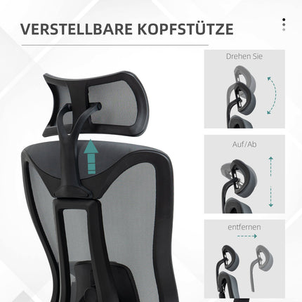 Ergonomická síťovaná kancelářská židle s polohováním – šedá