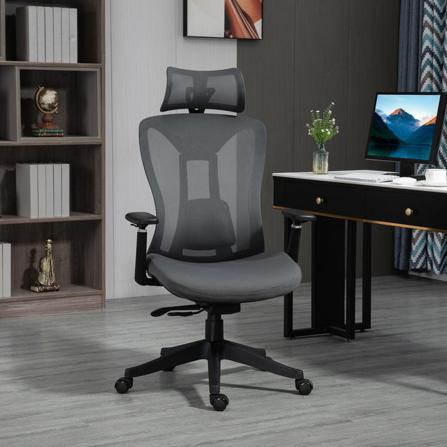 Ergonomická síťovaná kancelářská židle s polohováním – šedá
