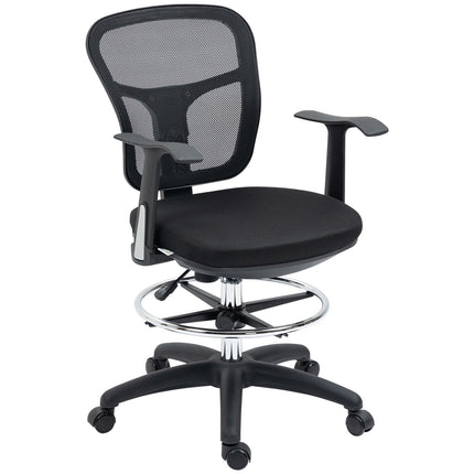 Ergonomická kancelářská židle ze síťoviny, černá – nastavitelné područky a podnožka