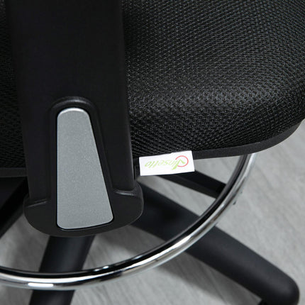 Ergonomická kancelářská židle ze síťoviny, černá – nastavitelné područky a podnožka