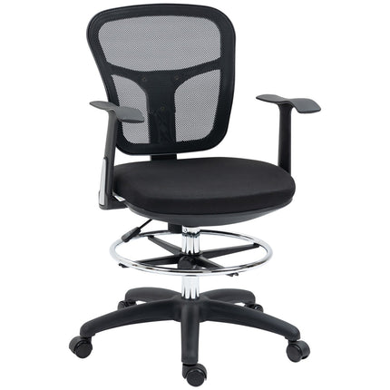 Ergonomická kancelářská židle ze síťoviny, černá – nastavitelné područky a podnožka