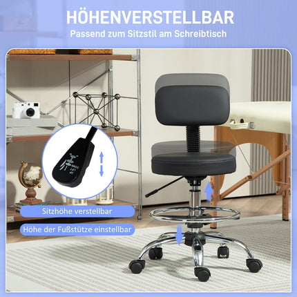 Ergonomická černá kancelářská židle s opěrným kruhem, nastavitelná otočná