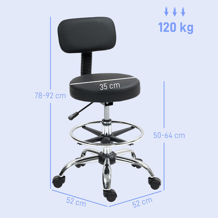 Ergonomická černá kancelářská židle s opěrným kruhem, nastavitelná otočná