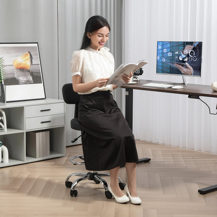Ergonomická černá kancelářská židle s opěrným kruhem, nastavitelná otočná
