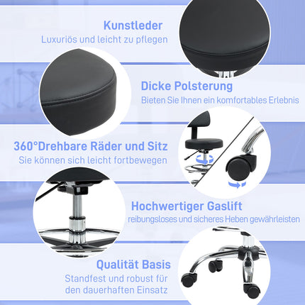 Ergonomická černá kancelářská židle s opěrným kruhem, nastavitelná otočná