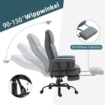 Ergonomická kancelářská židle, nastavitelná s opěrkou hlavy a podnožkou