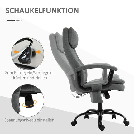 Ergonomická herní židle s bederní opěrkou, šedý len