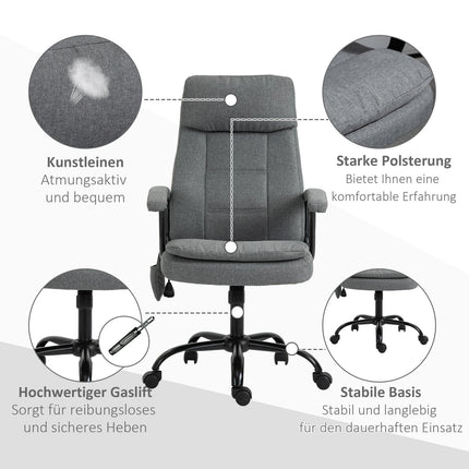 Ergonomická herní židle s bederní opěrkou, šedý len