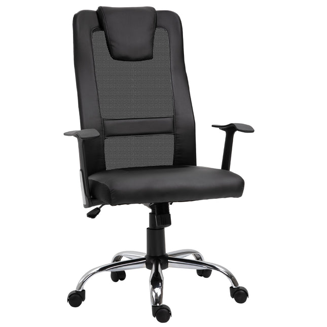 Bureaustoel Ergonomische Draaistoel, In Hoogte Verstelbaar, Pu-Leer, Zwart, 66X73X108-118 Cm