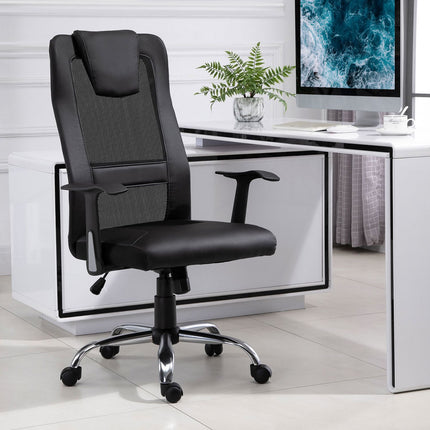 Ergonomická kancelářská židle z černé PU kůže, výškově nastavitelná