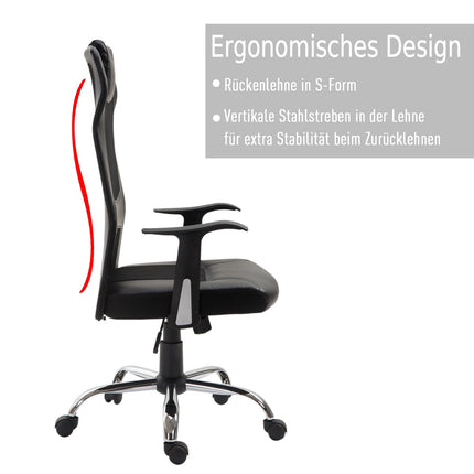 Ergonomická kancelářská židle z černé PU kůže, výškově nastavitelná