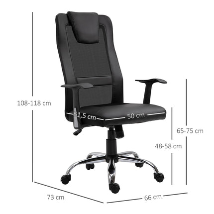 Ergonomická kancelářská židle z černé PU kůže, výškově nastavitelná