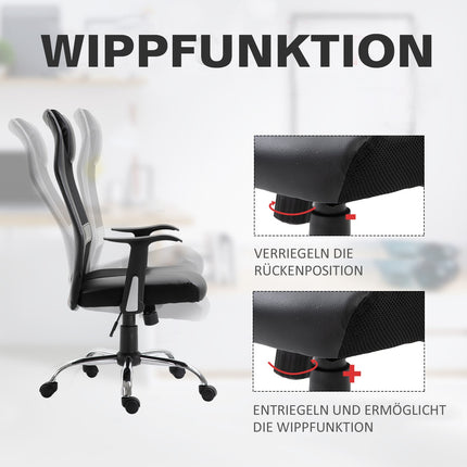 Ergonomická kancelářská židle z černé PU kůže, výškově nastavitelná