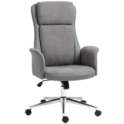 Ergonomická kancelářská židle, nastavitelná PU kůže, otáčení 360°, šedá