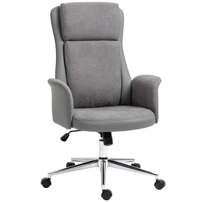 Ergonomická kancelářská židle, nastavitelná PU kůže, otáčení 360°, šedá