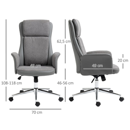 Ergonomická kancelářská židle, nastavitelná PU kůže, otáčení 360°, šedá