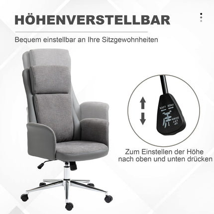 Ergonomická kancelářská židle, nastavitelná PU kůže, otáčení 360°, šedá
