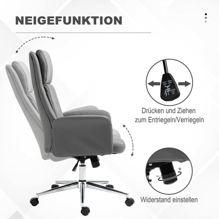 Ergonomická kancelářská židle, nastavitelná PU kůže, otáčení 360°, šedá