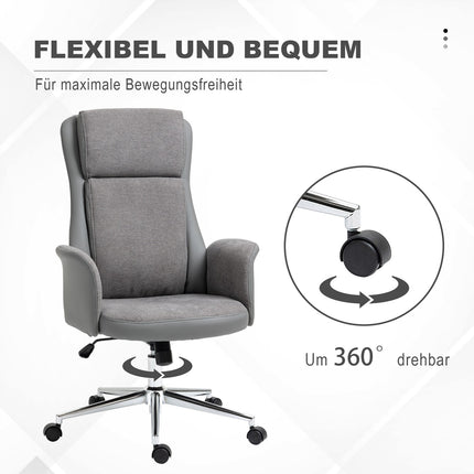 Ergonomická kancelářská židle, nastavitelná PU kůže, otáčení 360°, šedá