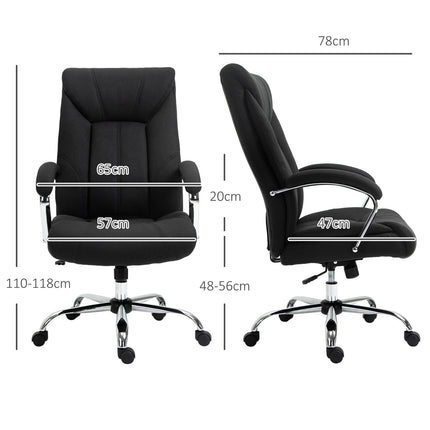 Ergonomická kancelářská židle s houpacím mechanismem, polstrované područky, černá