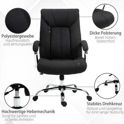 Ergonomická kancelářská židle s houpacím mechanismem, polstrované područky, černá