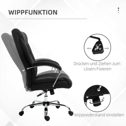 Ergonomická kancelářská židle s houpacím mechanismem, polstrované područky, černá