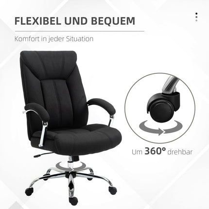 Ergonomická kancelářská židle s houpacím mechanismem, polstrované područky, černá