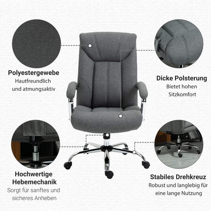 Ergonomická kancelářská židle, polstrované područky, šedá