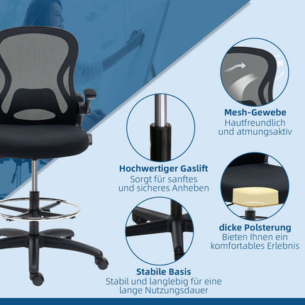 Ergonomická kancelářská židle s kolečky a bederní opěrkou, černá