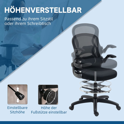 Ergonomická kancelářská židle s kolečky a bederní opěrkou, černá
