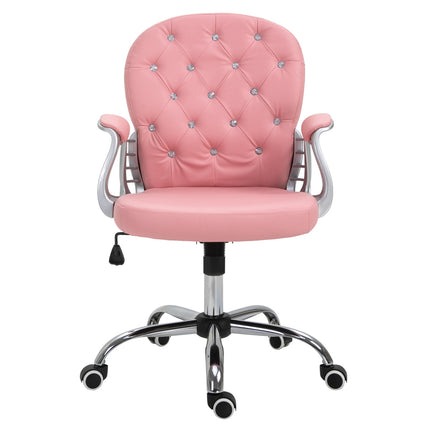 Ergonomická kancelářská židle, růžová PU kůže, polstrované opěradlo, nastavitelná