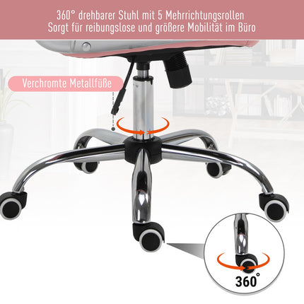 Ergonomická kancelářská židle, růžová PU kůže, polstrované opěradlo, nastavitelná